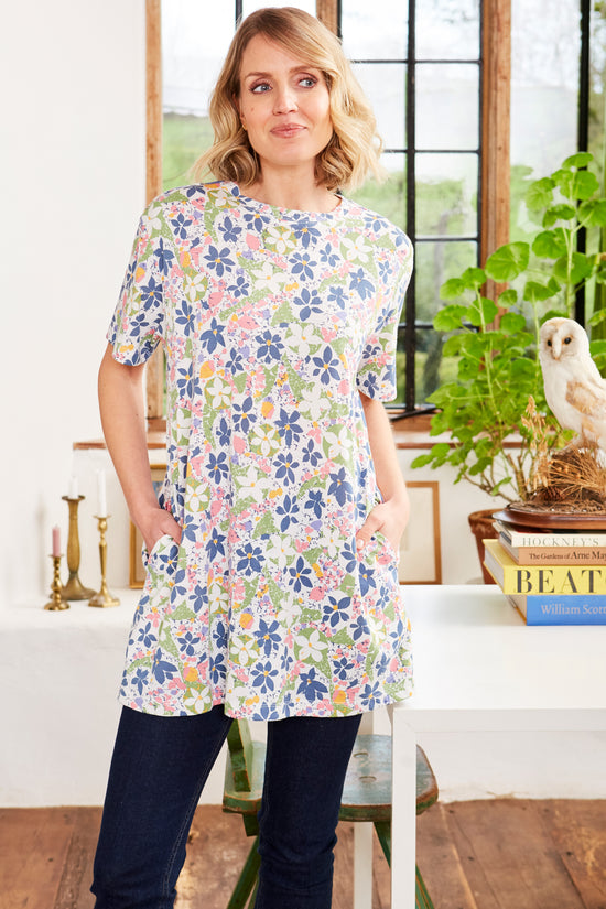 Womens,Tunics,Tunic,Print,Prints,Printed,Blue,White,Pink,Green,Bright,Comfy,Comfortable,Colourful,Spring,Summer,Limited,Mistral
