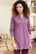 Womens,Tunic,Tunics,Jersey,Broderie,Slub,Fig,Purple,Bright,Comfy,Comfortable,Colourful,Spring,Summer,Limited,Mistral