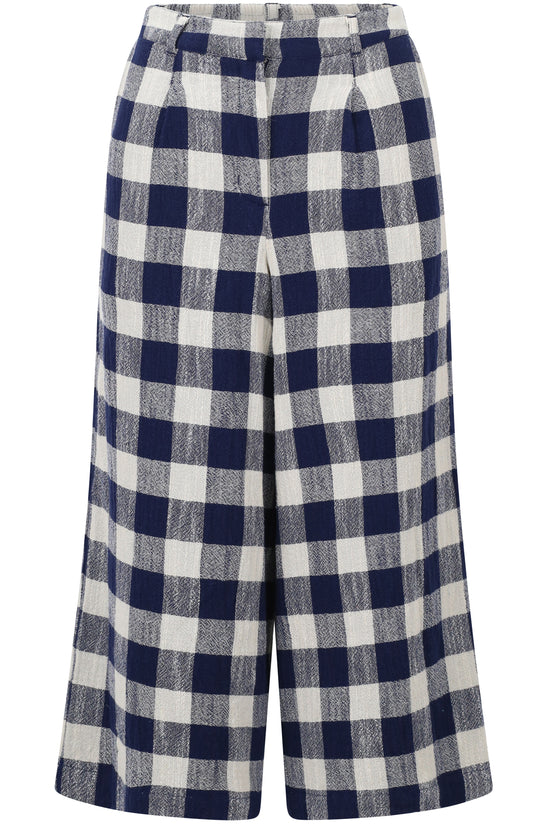 Womens,Trouser,Trousers,Check,Checks,Checked,Checkered,Blue,EnsignBlue,NavyBlue,Navy,White,Ecru,Cotton,Bright,Colourful,Spring,Summer,Limited,Mistral