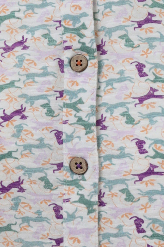 Womens,Shirts,Shirt,Prints,Printed,Dogs,Puppies,Pets,Jersey,White,Purple,Green,Orange,Gold,Bright,Comfy,Comfortable,Colourful,Spring,Summer,Limited,Mistral
