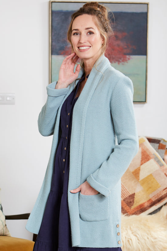 Womens,Knitwear,Cardigans,Cardigan,Cardis,Cardi,Tourmaline,Blue,Bright,Comfy,Comfortable,Colourful,Spring,Summer,Limited,Mistral