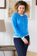 Womens,Knitwear,Cardigan,Cardigans,Cardi,Cardis,Bright Blue,Blue,Crew Neck,Bright,Comfy,Comfortable,Colourful,Spring,Summer,Limited,Mistral