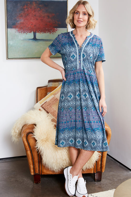 Womens,Dress,Dresses,Print,Prints,Printed,InsigniaBlue,Blue,Navy,NavyBlue,Eclipse,Bright,Comfy,Comfortable,Colourful,Spring,Summer,Limited,Mistral