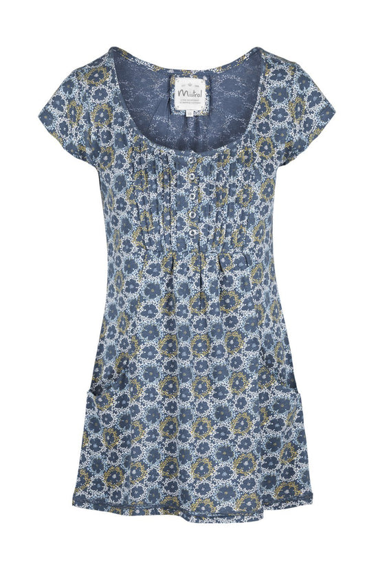 Scatter Floral Slouchy Top Majorca Blue/Green/White Mix