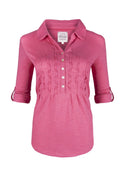 Zesty Shirty Smock Detail Jersey Shirt Peony Pink