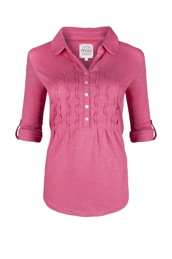 Zesty Shirty Smock Detail Jersey Shirt Peony Pink