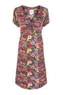 Zinnia Print Dress With Waist Ties Multi Pinks