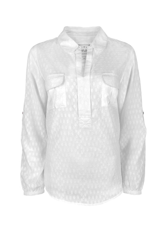 Soft Spots Cotton Popover Shirt White