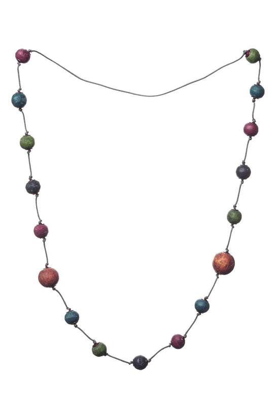 Wooden Beaded Necklace Orange/green/teal