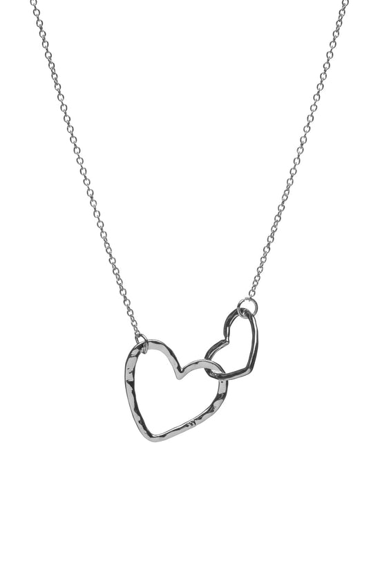 Silver Plated Heart Link Necklace Silver