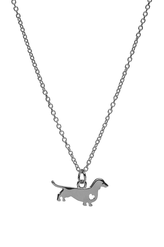 Silver Plated Dachshund Necklace Silver