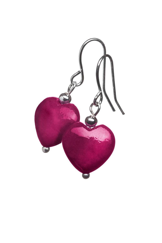Silver Plated Pop Heart Earrings Pink