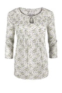 Scattered Butterfly Long Sleeve Blouse White Multi