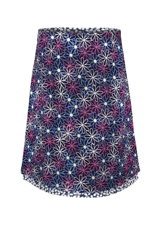 Spiro Leafy Print Reversible Cotton Skirt Blue Multi