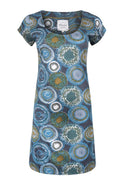 Printed Whirly Gig Tunic Green/blue Mix Jersey Material