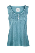 Zesty Vest Top With Button And Lace Placket Lake Blue