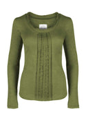 Tempt Me Long Sleeve Jersey Tee With Woven Panel Calla Green