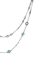 Turquoise Chain Longer Length Necklace Silver/turq