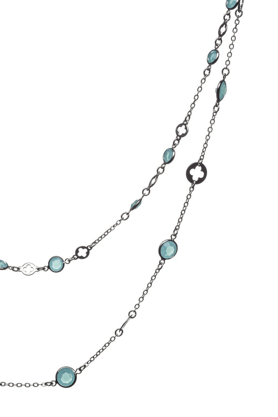 Turquoise Chain Longer Length Necklace Silver/turq