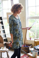 Seed Spray Printed Tunic With Pockets Grey Multi