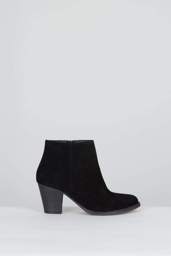 Sophisticated Sally Suede Heeled Boot in Black