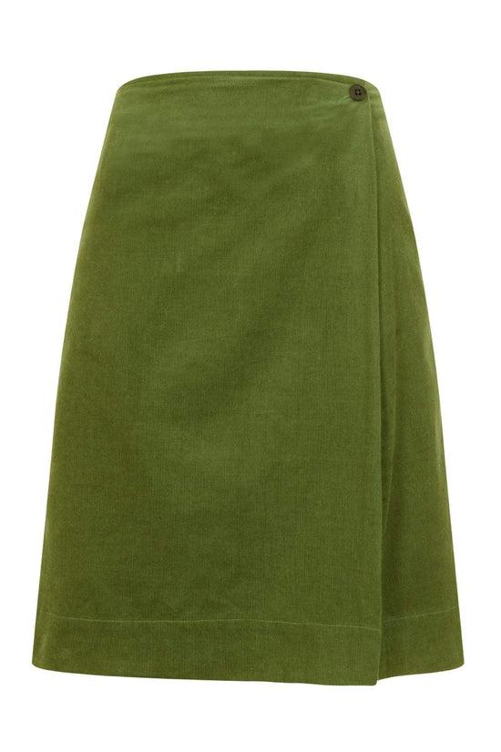 Wrap It Up Cord Skirt in Olive Branch