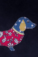 Sausage Dog Cord Purse in Navy
