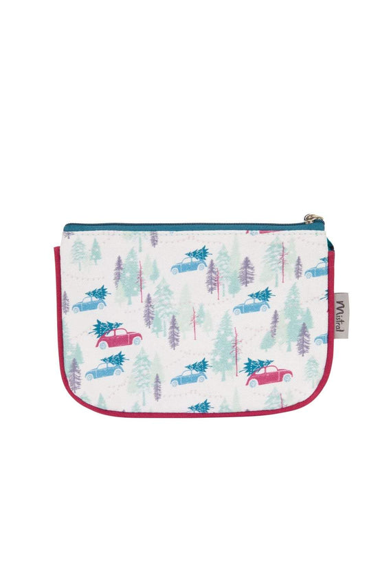 Trees And Cars Canvas Make Up Bag With Spot Lining