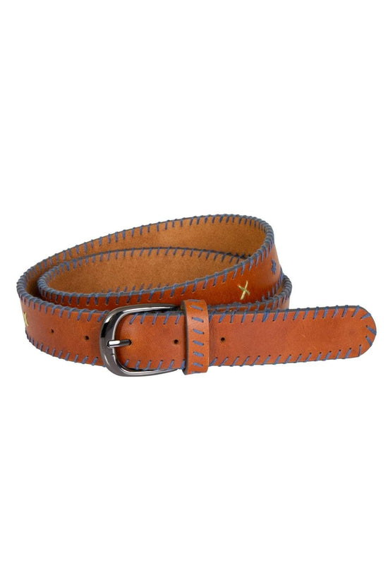 Whipped Into A Frenzy Leather Belt in Tan/sage/teal