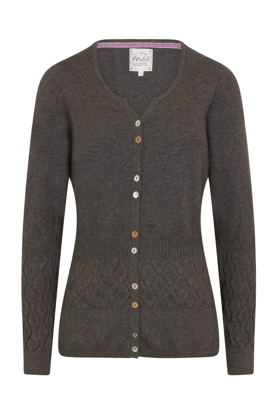 What A Notch Button Pointelle Cardi in Excalibur