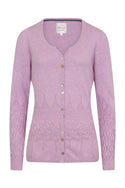 What A Notch Button Pointelle Cardi in Purple Heather