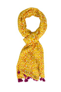 Small Sunflower Scarf With Tassels in Yellow Multi