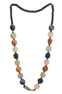 Tribal Disc Necklace in Bronze, Elm, Blue and White