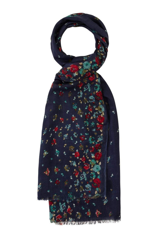 Water Floral Border Print Scarf