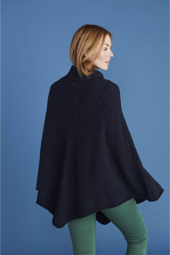 Relaxed Roll Neck Poncho in Night