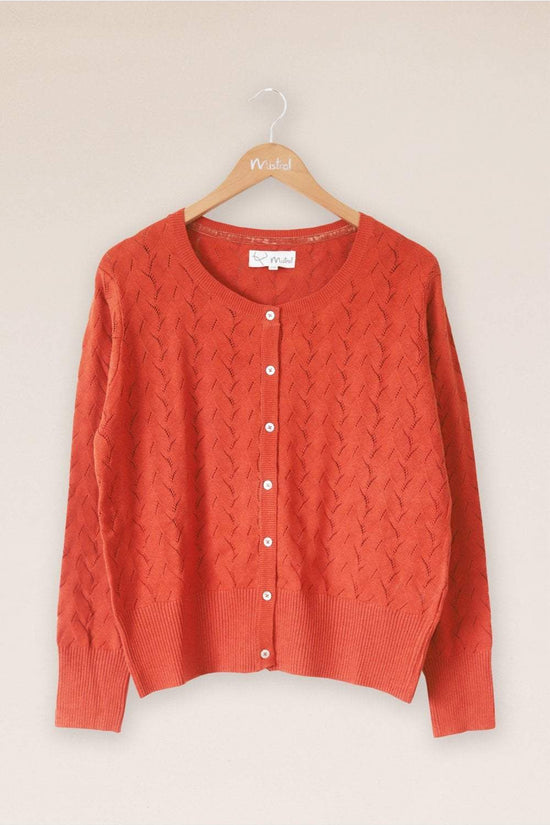 Wave on Crew Neck Cardi in Ginger Spice