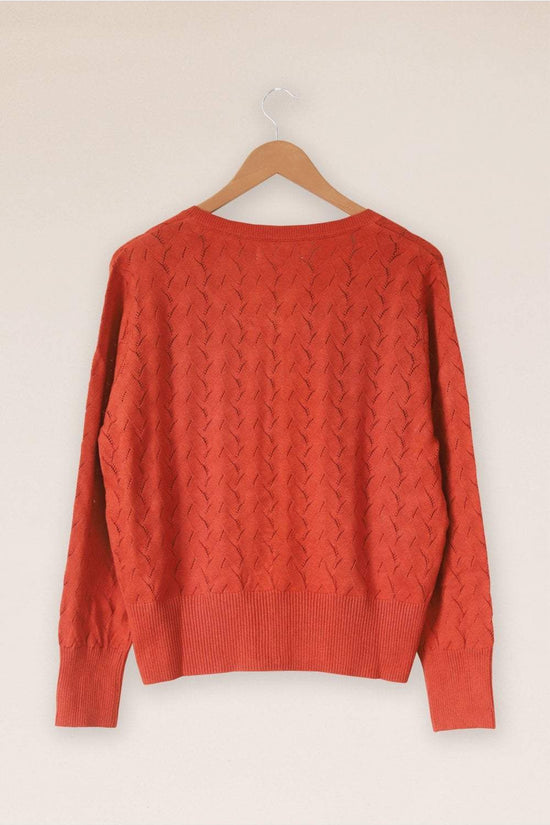 Wave on Crew Neck Cardi in Ginger Spice