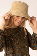 Cord Bucket Hat in Camel
