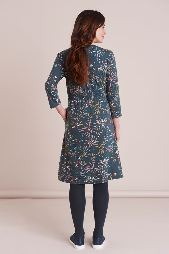 Spikey Floral Jersey Crossover Dress