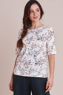 Spikey Floral Side Button Tee