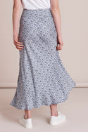 Spot Print Bias Cut Long Skirt
