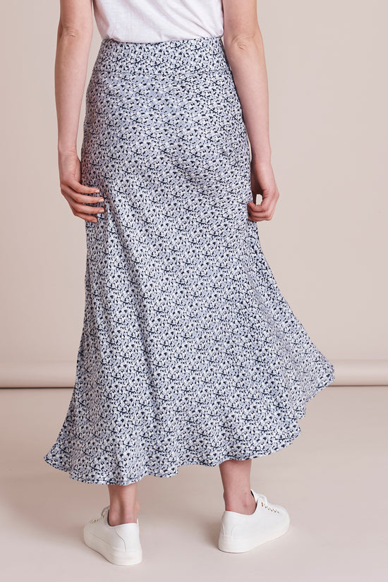 Spot Print Bias Cut Long Skirt