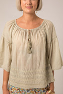 Cotton Voile Washed Lace Top