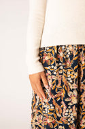 Womens,Skirt,Skirts,Autumnal,Autumn,Navy,Floral,Floral Print,Cotton,Print,Prints,Printed,Bright,Comfy,Comfortable,Colourful,Spring,Summer,Limited,Mistral