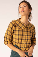 Yellow Check Frill Collar Shirt